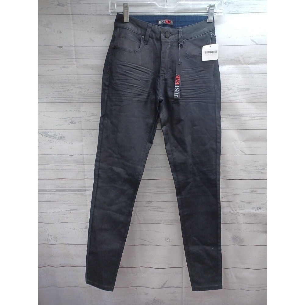 Just Fab Black Skinny Jeans Shinny Sz 25 NWT
